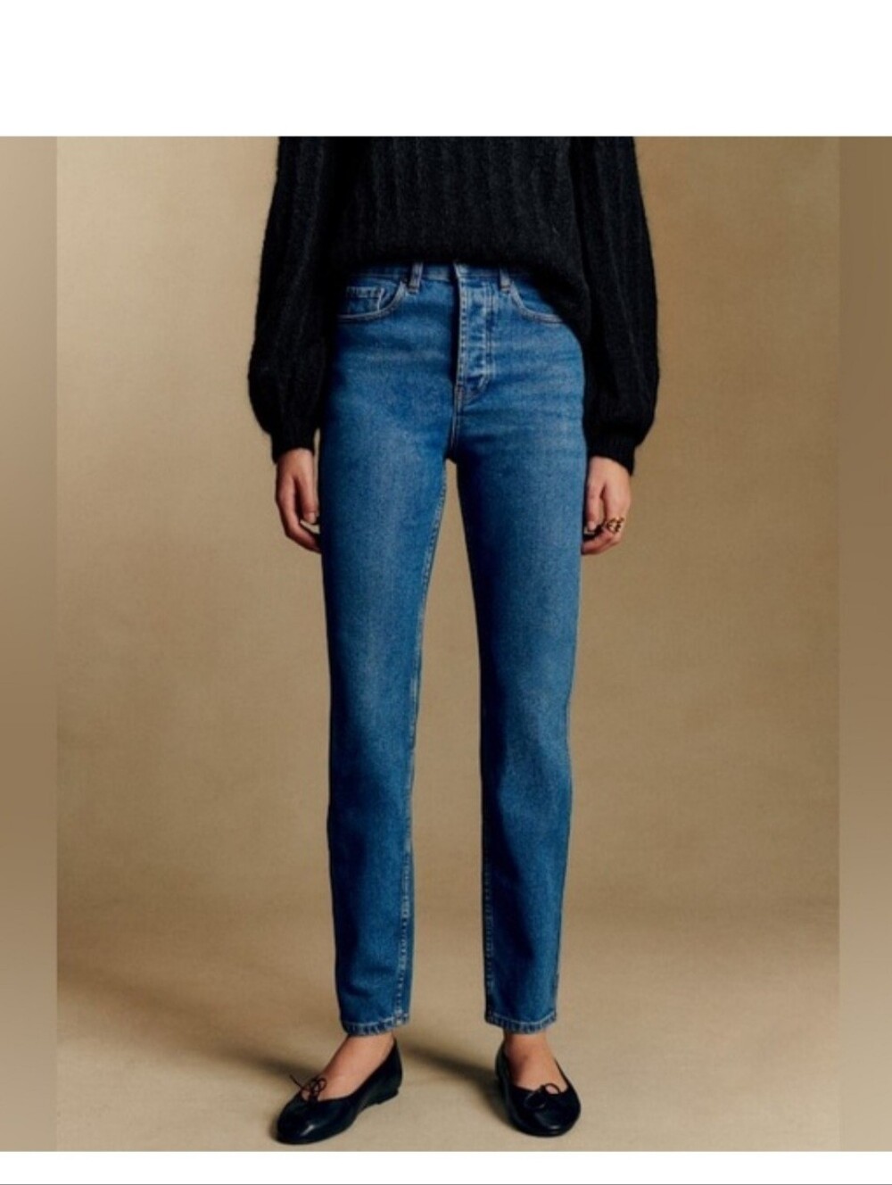 Sezane Dark Blue Ankle Jeans